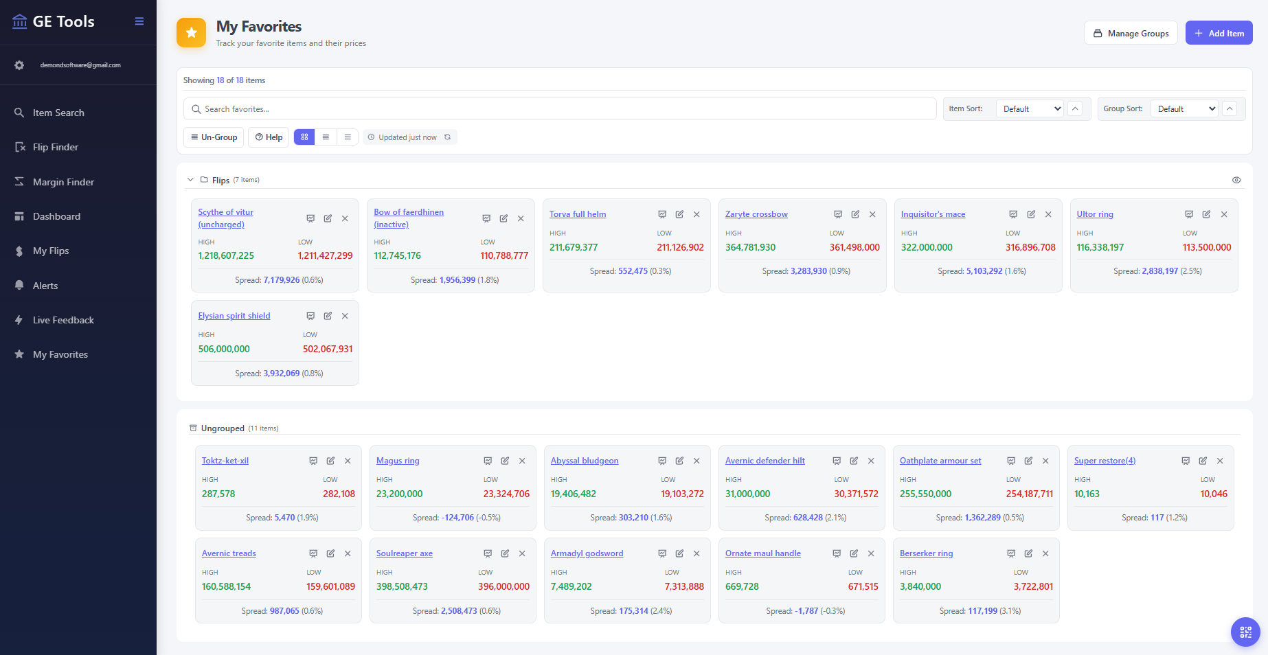 GE Tracker screenshot